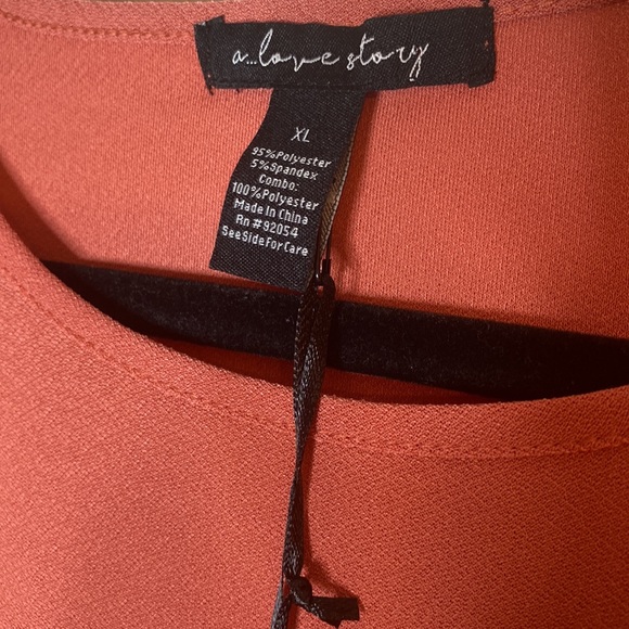 Brand New! A Love Story Salmon Fluttered Tiered Tulle Short Sleeve Shirt Size XL - Picture 3 of 10